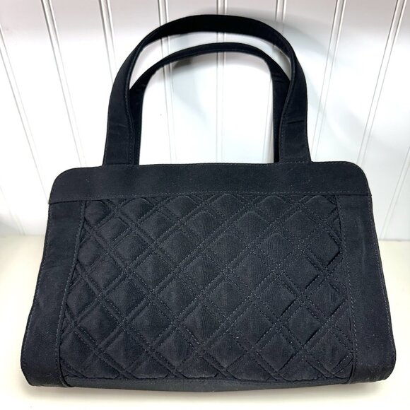 Vera Bradley Black White Quilted Top Handle Purse Handbag Leaf Motif - Picture 2 of 6